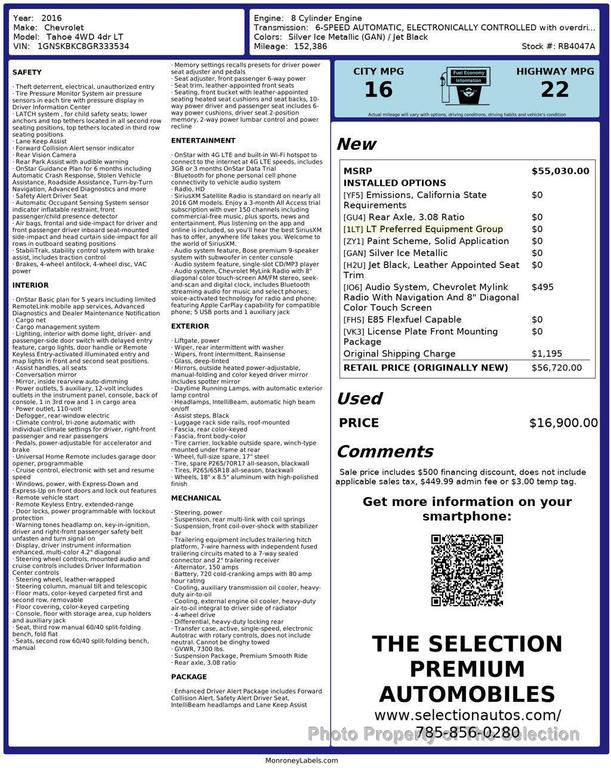 used 2016 Chevrolet Tahoe car, priced at $16,900