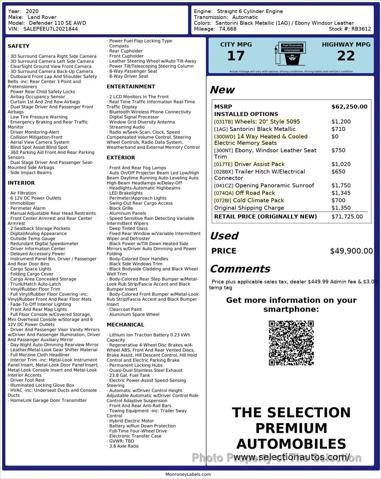 used 2020 Land Rover Defender car, priced at $49,900