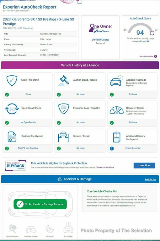 used 2023 Kia Sorento car, priced at $34,900
