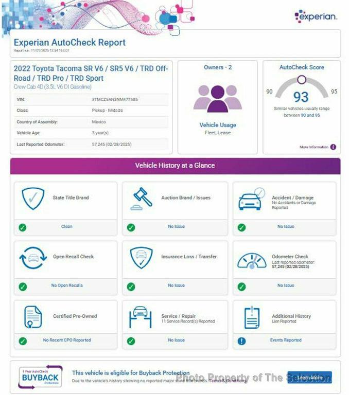 used 2022 Toyota Tacoma car, priced at $31,900