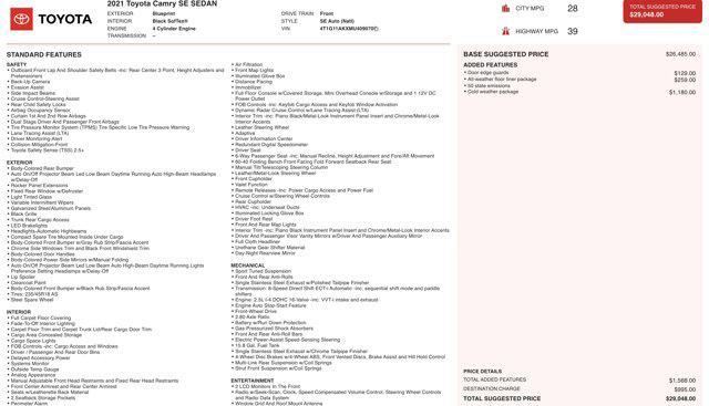 used 2021 Toyota Camry car, priced at $21,500