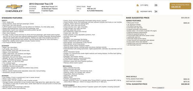 used 2015 Chevrolet Trax car, priced at $11,000