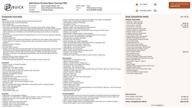 used 2024 Buick Envista car, priced at $22,500