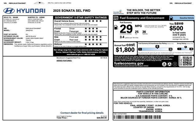 used 2025 Hyundai Sonata car, priced at $22,900