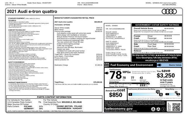 used 2021 Audi e-tron car, priced at $25,900