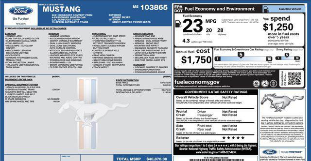 used 2021 Ford Mustang car, priced at $19,400