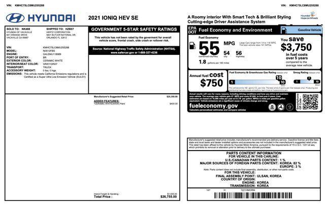 used 2021 Hyundai Ioniq Hybrid car, priced at $14,700