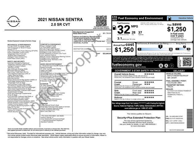 used 2021 Nissan Sentra car, priced at $15,300