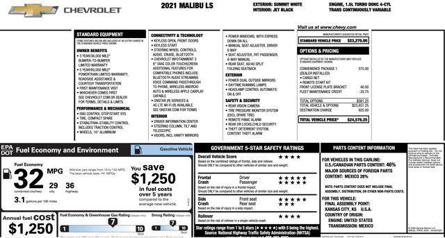 used 2021 Chevrolet Malibu car, priced at $12,600