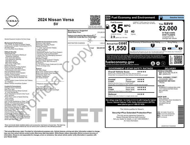 used 2024 Nissan Versa car, priced at $16,000