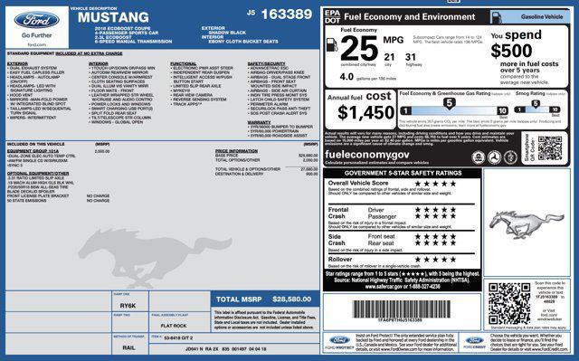 used 2018 Ford Mustang car, priced at $18,500