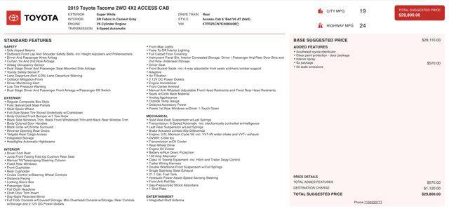 used 2019 Toyota Tacoma car, priced at $22,300
