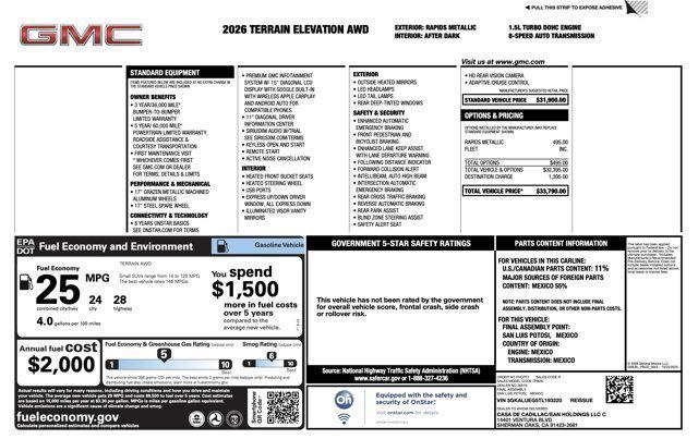 used 2026 GMC Terrain car, priced at $26,200