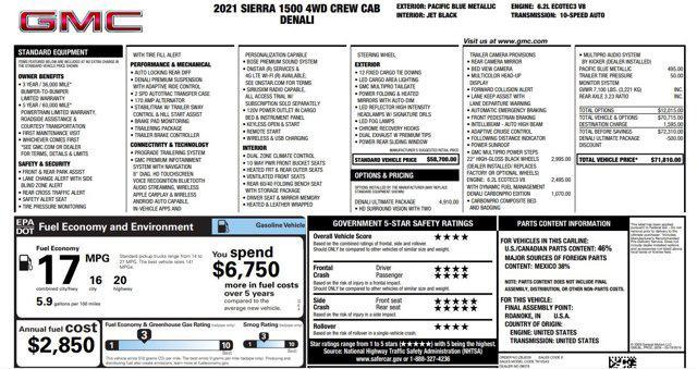 used 2021 GMC Sierra 1500 car, priced at $43,200
