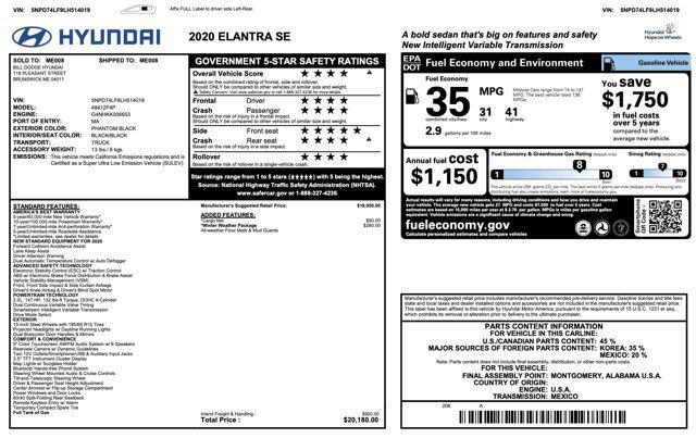used 2020 Hyundai Elantra car, priced at $10,500