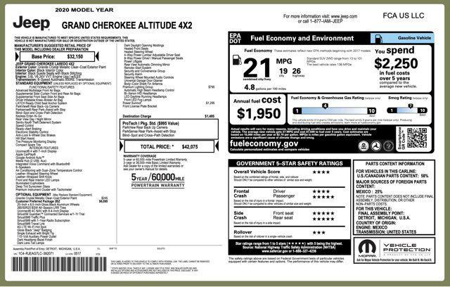 used 2020 Jeep Grand Cherokee car, priced at $16,800