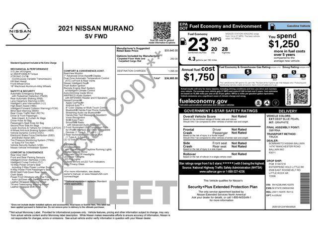 used 2021 Nissan Murano car, priced at $15,400