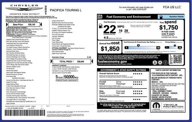 used 2021 Chrysler Pacifica car, priced at $18,600