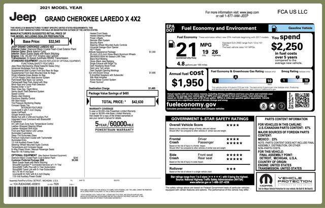 used 2021 Jeep Grand Cherokee car, priced at $22,600