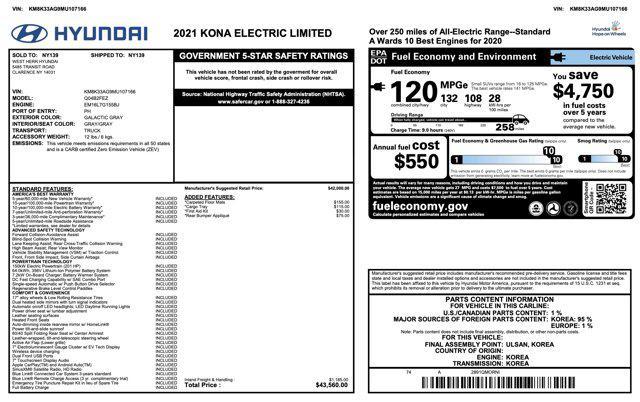 used 2021 Hyundai Kona EV car