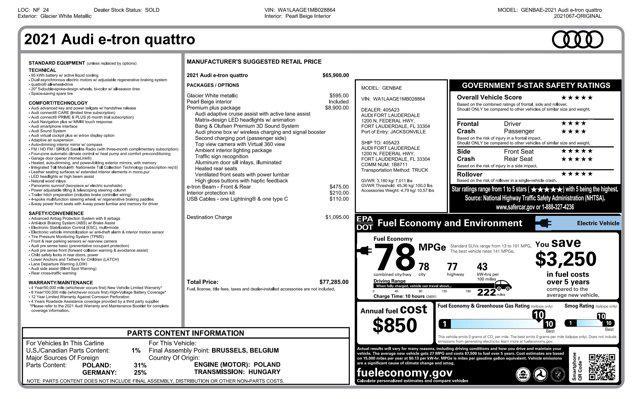 used 2021 Audi e-tron car, priced at $26,500