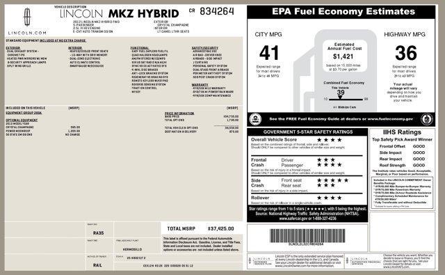 used 2012 Lincoln MKZ Hybrid car, priced at $6,000