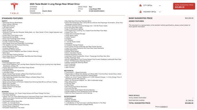 used 2025 Tesla Model 3 car, priced at $35,600
