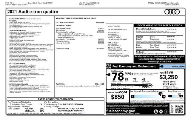 used 2021 Audi e-tron car, priced at $25,700