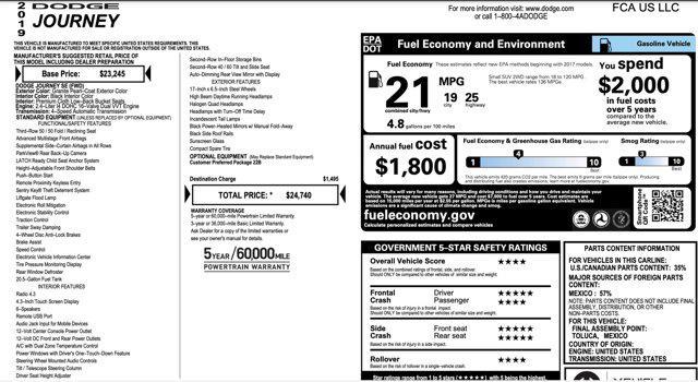 used 2019 Dodge Journey car, priced at $12,300