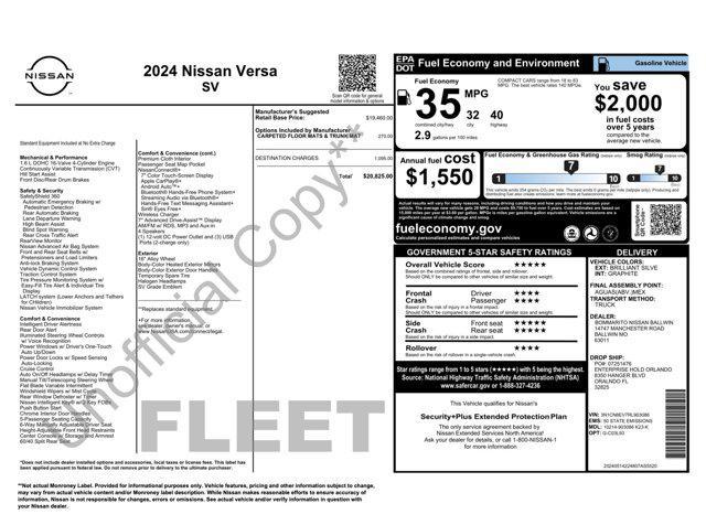 used 2024 Nissan Versa car, priced at $16,000