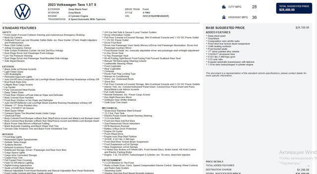 used 2023 Volkswagen Taos car, priced at $17,600