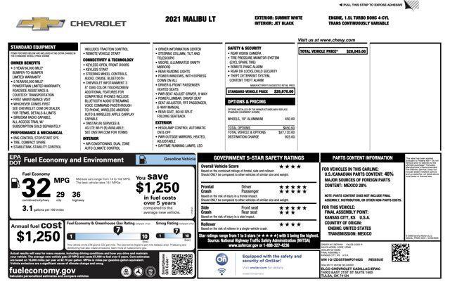 used 2021 Chevrolet Malibu car, priced at $12,200