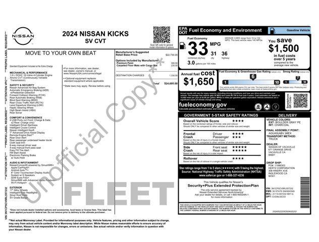 used 2024 Nissan Kicks car, priced at $15,600