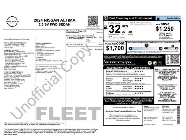 used 2024 Nissan Altima car, priced at $18,700