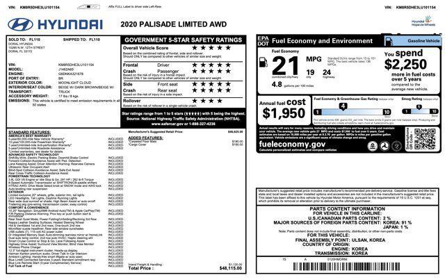 used 2020 Hyundai Palisade car, priced at $21,400