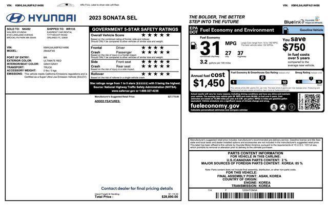 used 2023 Hyundai Sonata car, priced at $18,300