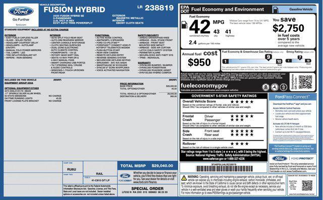 used 2020 Ford Fusion car, priced at $13,500