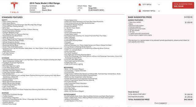 used 2019 Tesla Model 3 car, priced at $18,500