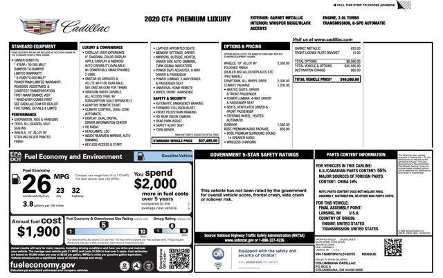 used 2020 Cadillac CT4 car, priced at $20,700