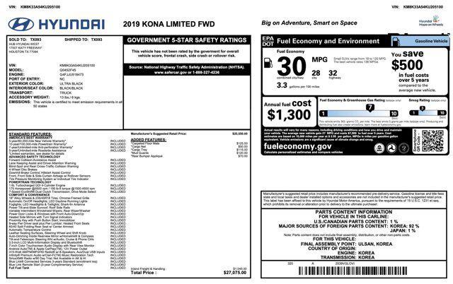 used 2019 Hyundai Kona car, priced at $16,032