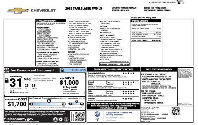 used 2025 Chevrolet TrailBlazer car, priced at $23,500