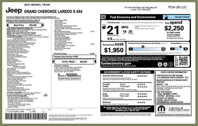 used 2021 Jeep Grand Cherokee car, priced at $21,500