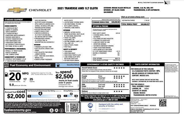 used 2021 Chevrolet Traverse car, priced at $18,500