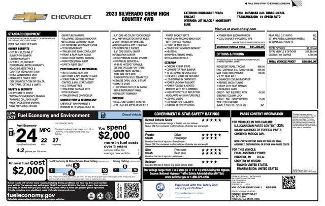 used 2023 Chevrolet Silverado 1500 car, priced at $44,500