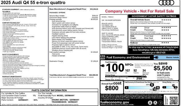 used 2025 Audi Q4 e-tron car, priced at $44,000
