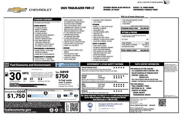 used 2025 Chevrolet TrailBlazer car, priced at $20,200