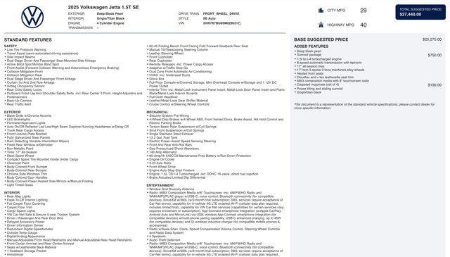 used 2025 Volkswagen Jetta car, priced at $22,400