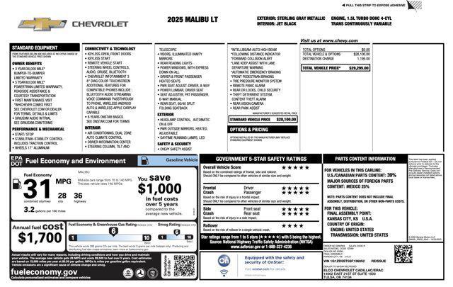 used 2025 Chevrolet Malibu car, priced at $20,000