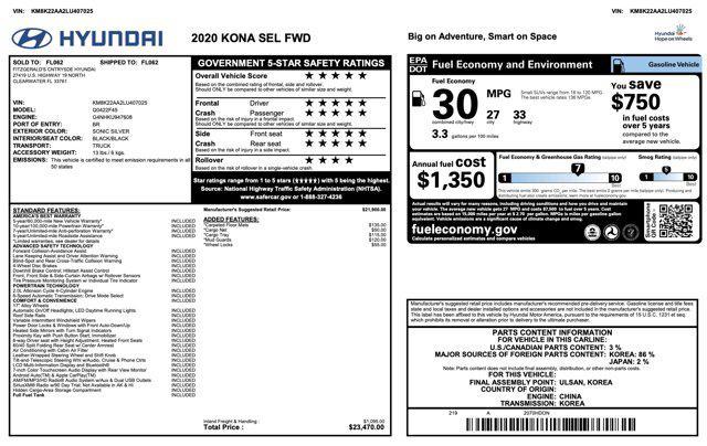 used 2020 Hyundai Kona car, priced at $12,400