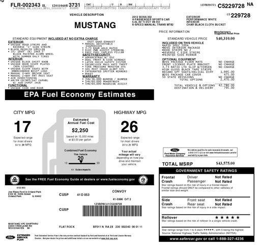 used 2012 Ford Mustang car, priced at $30,000